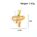 Detailed view of gold bow-knot charm with 19mm size measurements and technical specs - Hollow Bow Knot (DN05) / Gold