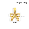 Detailed view of golden bow pendant with dimensions 15.4mm x 12.6mm in polished finish - Symmetrical Bow Knot (DN08) / Gold