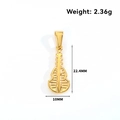 Polished gold musical instrument pendant showing 22.4mm height and 2.36g weight specs - Violin Shape (DN09) / Gold