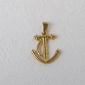 Golden stainless steel anchor pendant with 18K gold plating and rope detail - Anchor / Gold