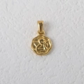 Gold plated stainless steel coin pendant with embossed cupid angel design - Hexagonal Angel / Gold