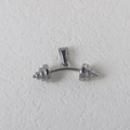 Polished silver stainless steel curved barbell pendant with triangular clasp for necklaces - Barbell / Steel