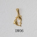 Elegante 24k vergulde roestvrijstalen hanger met twee dolfijnen in gepolijste afwerking - Dubbele Dolfijn Stijl (DW06) / Goud