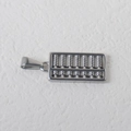 Detailed silver stainless steel abacus pendant with movable beads on white background - Abacus / Steel
