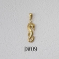Vergulde zeepaardje hanger ketting van gepolijst titanium staal in 24k goud - Groot Zeepaardje Stijl (DW09) / Goud
