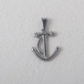 Polished stainless steel silver anchor pendant with detailed nautical rope engraving - Anchor / Steel