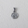 Silver stainless steel pendant featuring a relief Cupid angel design and wavy edges - Hexagonal Angel / Steel