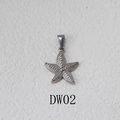 Zilveren zeester hanger van roestvrij staal met getextureerde afwerking en oogje - Zeester Stijl (DW02) / Staalkleur