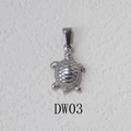 24k vergulde schildpad hanger in zilveren afwerking met gedetailleerd schildpatroon - Schildpad Stijl (DW03) / Staalkleur