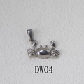 Gepolijste zilveren krabhanger DW04 van roestvrij staal met gedetailleerde poten - Krab Stijl (DW04) / Staalkleur