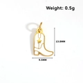 Detail of golden stainless steel cowboy boot charm with white enamel and star inlay - Boots-Gold