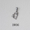24k vergulde titanium stalen ketting met een gepolijste dubbele dolfijn hanger - Dubbele Dolfijn Stijl (DW06) / Staalkleur