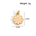 Macro shot of 10.2mm pink flower enamel pendant with detailed size and weight specs - Four-leaf Clover-Gold