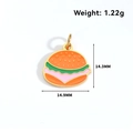 Detail view of a hamburger enamel charm showing dimensions 14.9mm by 14.3mm and 1.22g weight - Hamburger-Gold