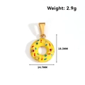 Dettaglio del ciondolo a ciambella gialla con dimensioni di 18,3 mm per 14,7 mm - Ciambella Gialla - Oro