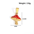 Vista dettagliata di un ciondolo a fungo rosso da 15 mm con placcatura in oro - Fungo-Oro