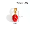 Detalle macro del colgante de fresa roja con dimensiones 17,2MM x 9,1MM y peso 4,19g - Fresa-Dorado