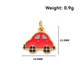 Red enamel car charm with gold ring showing dimensions 14.9mm width and 0.9g weight - Red Car-Gold