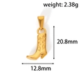 Vista dettagliata di un ciondolo a forma di stivale da cowboy dorato con dimensioni - Oro (C04)