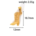 Detailed macro view of a 24k gold plated cowboy boot pendant with floral embossing - Gold (C05)