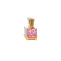 Golden square pendant with pink princess cut gemstone for DIY necklace jewelry - Square Pink Zirconia Pendant (TN01) / Gold