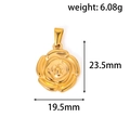 Ciondolo a rosa vintage in acciaio inossidabile placcato oro 24k con petali stratificati - Stile Rosa - Oro (HN01)