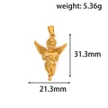 Dettaglio del ciondolo angelo placcato oro 24k con dimensioni di 31,3mm per 21,3mm - Stile Angelo in Preghiera - Oro (HN02)