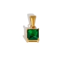 Square green gemstone pendant with golden stainless steel four-prong setting - Square Green Zirconia Pendant (TN02) / Gold