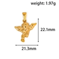 Specifiche dettagliate delle dimensioni del ciondolo orso angelo placcato oro 24k - Stile Angelo Volante - Oro (HN03)