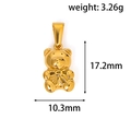Vista dettagliata del ciondolo a forma di orso vintage con misure di 17,2 mm - Stile Orso Cartone Animato - Oro (HN04)