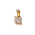 Square clear crystal pendant with gold-plated four-prong setting for DIY necklace - Square White Zirconia Pendant (TN03) / Gold