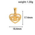 Vue détaillée du pendentif cœur vintage dimensions 18,4mm par 17,4mm pesant 1,30g - Style Cœur Œil Maléfique - Or (HN06)