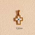 Collana con ciondolo a croce, malocchio e placcatura in oro 24k da donna - Stile Croce Malocchio (YJD04) / Solo Pendente (Senza Catena) / Oro