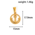 Vue détaillée du pendentif ancre en or avec dimensions 17,9mm x 15mm et poids 1,46g - Style de Forme d'Ancre - Or (HN07)