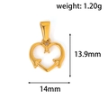 Détails et dimensions du pendentif cœur fléché doré en acier inoxydable poli - Style Flèche de Cœur - Or (HN09)