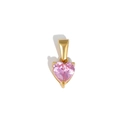 Roze hartvormige kristallen hanger met gouden zetting voor DIY kettingen en sieraden - Hart Roze Zirconia Hanger (TN06) / Goud