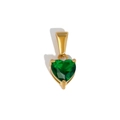 Gouden hartvormige hanger met fonkelende groene zirkoon en klassieke vierpootzetting - Hart Groene Zirconia Hanger (TN07) / Goud