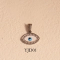 Silver devil's eye pendant with white and blue enamel inlay and grainy metal texture - Oval Evil Eye Style (YJD01) / Pendant Only (Without Chain) / Silver
