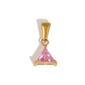 Vintage gouden driehoekige hanger met gefacetteerde roze strass steen voor ketting - Driehoek Roze Zirconia Hanger (TN10) / Goud