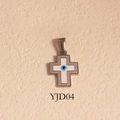 Cross pendant with blue evil eye symbol and white enamel in 24k gold plating - Cross Evil Eye Style (YJD04) / Pendant Only (Without Chain) / Silver
