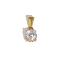 Gouden vierpoot hanger met een briljant geslepen rond kristal op een witte achtergrond - Ronde Witte Zirconia Hanger (TN13) / Goud