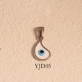 Teardrop shaped evil eye pendant in 24k gold finish with blue and white enamel inlay - Teardrop Evil Eye Style (YJD05) / Pendant Only (Without Chain) / Silver