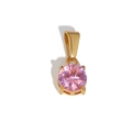 Roze ronde zirkoon hanger met goudlaag en vier-klauwzetting voor DIY-sieraden - Ronde Roze Zirconia Hanger (TN14) / Goud