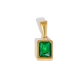 Rechthoekige smaragdgroene kristallen hanger met gepolijste gouden roestvrijstalen basis - Rechthoekige Groene Zirconia Hanger (TN19) / Goud
