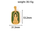 Detail of gold Guanyin pendant with green inlay and Fu character, measuring 53.2mm - Avalokitesvara Style (FP02)