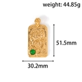 Golden dragon pendant with green gemstone detail showing measurements 51.5mm by 30.2mm - Auspicious Dragon Plate Style (FP04)