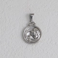 Pendentif zodiaque argenté avec motif d'étoile en relief et courbes artistiques - Vierge - Acier
