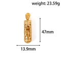 Detailed view of gold-plated cylinder pendant with intricate filigree and dimensions - Buddha Cylinder Style (PNF01)