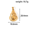 Macro detail of a polished gold gourd pendant with size and weight measurements - Large Gourd Style (PNF02)