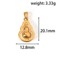 Detail view of gold gourd pendant showing precise 20.1mm height and 12.8mm width dimensions - Small Gourd Style (PNF03)